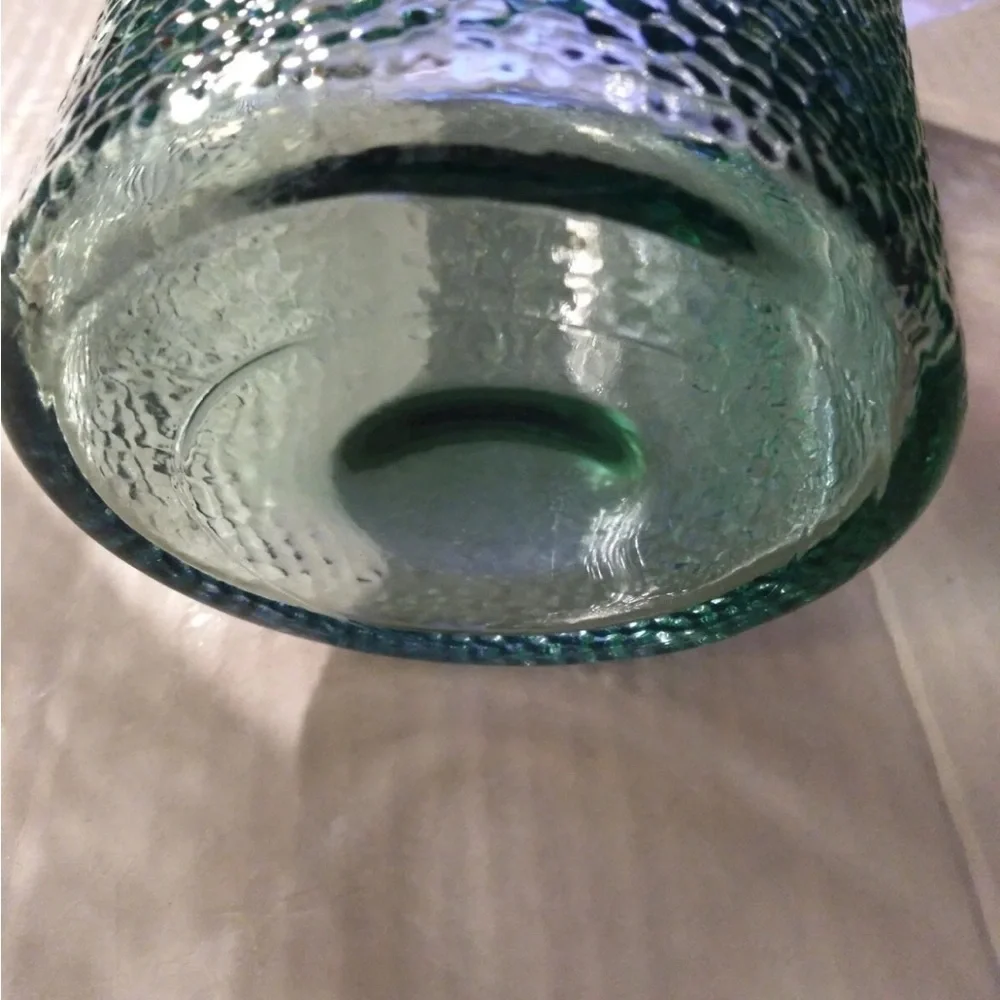 VTG COCA-COLA HEAVY GREEN PEBBLED GLASS 64 0Z COKE PITCHER-& 2 GLASSES 1999 NWOT